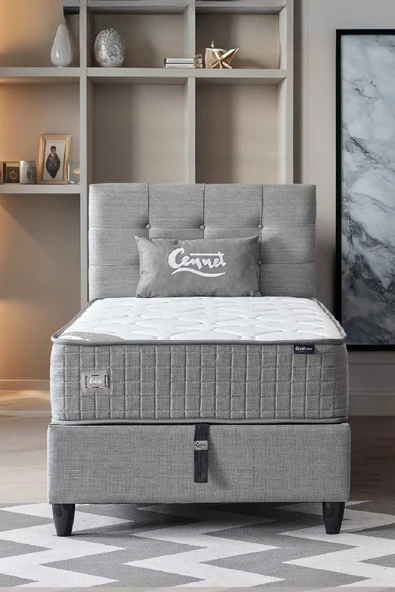 Cennet Yatak Mimoza Modeli Tek Kişilik Full Ortopedik Antibakteriyel Yataklı Baza ve Başlık Takımı 3 lü Set ürün görseli 1