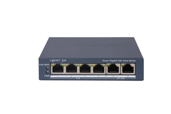 HIKVISION 4port PoE 30w 2-Uplink Gigabit Yönetilemez Switch DS-3E1506P-EI/M ürün görseli 1