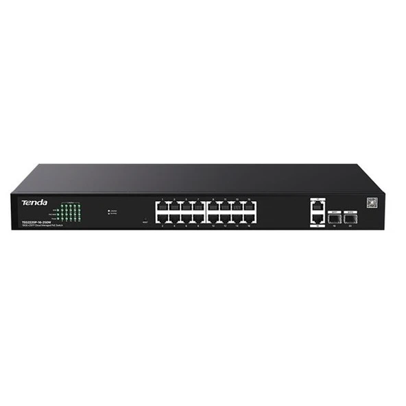 TENDA 16port PoE 250w 2-SFP Gigabit Cloud Yönetilebilir Switch TEG2220P-16-250W ürün görseli 1