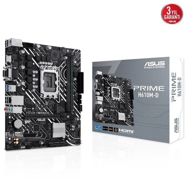 ASUS PRIME H610M-D DDR5 HDMI PCIE 4.0 1700p mATX ürün görseli 1