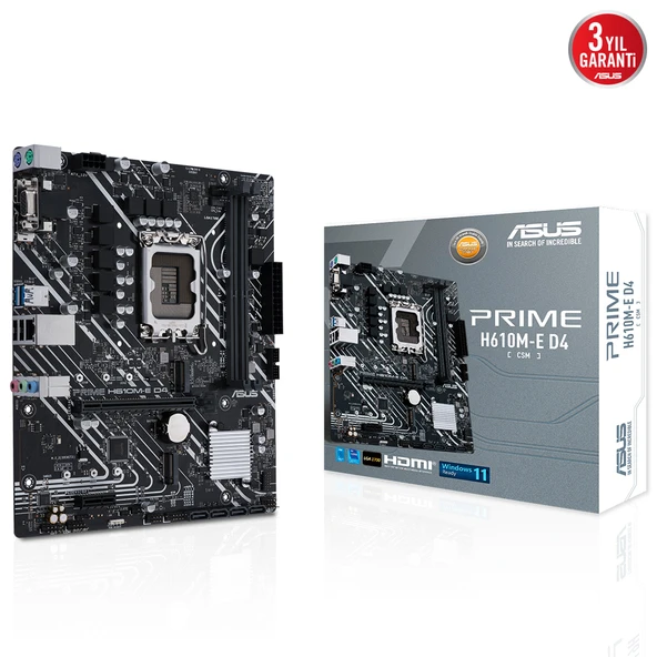 ASUS PRIME H610M-E D4-CSM DDR4 HDMI DP VGA PCIe 4.0 1700p mATX ürün görseli 1
