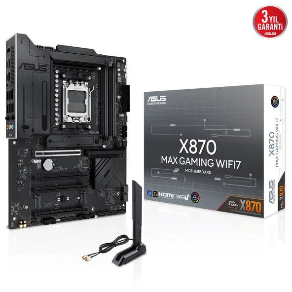 ASUS X870 MAX GAMING WIFI7 DDR5 HDMI DP PCIE 5.0 AM5 ATX ürün görseli 1