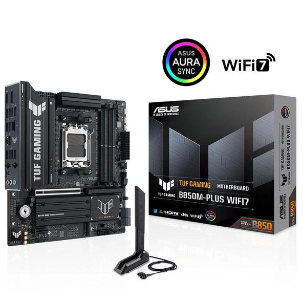 ASUS TUF GAMING B850M-PLUS WIFI7 DDR5 HDMI DP-TYPEC PCIE 5.0 AM5 mATX ürün görseli 1