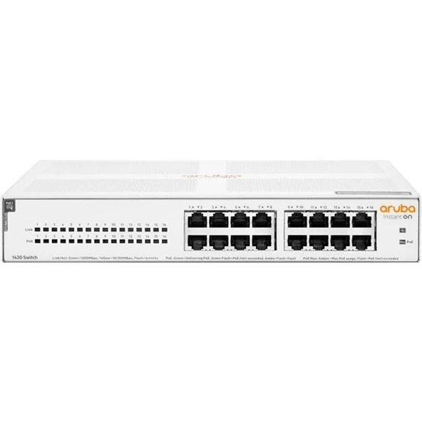 ARUBA 16port-4port PoE 147w Gigabit Yönetilebilir Switch 1430 R8R48A ürün görseli 1
