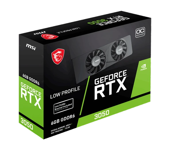 MSI 6GB RTX3050 LP E 6G OC GDDR6 96bit HDMI DP PCIe 4.0 Low Profile ürün görseli 1