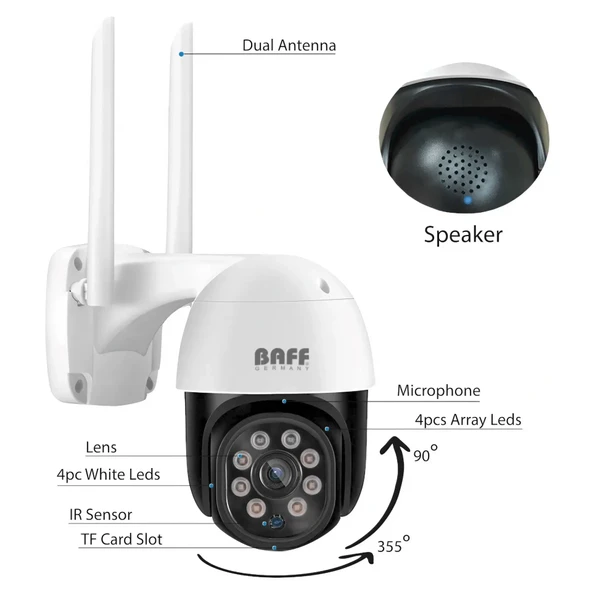 BAFF 2MP PTZ Speed Dome Wıfı Kablosuz IP Kamera SMART-6207 ürün görseli 1