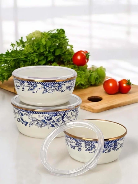 Blue Life 3'lü Emaye Saklama Kabı Seti (14-16-18 cm) ürün görseli 1
