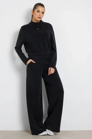 Guess Olympe Kadın Siyah Aktif Palazzo Fit Modal Karışımlı Scuba Eşofman Altı V4YB07KCAY2-JBLK ürün görseli 1
