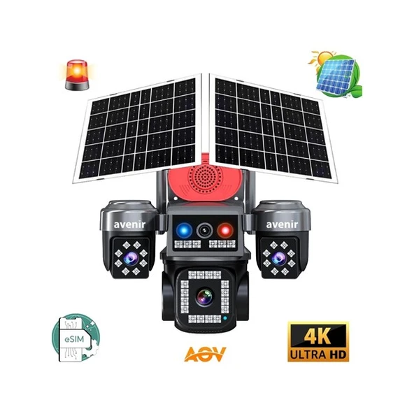 AVENIR 4MP Speed Dome E-Sim 4kameralı Solar IP Kamera AV-S445 ürün görseli 1