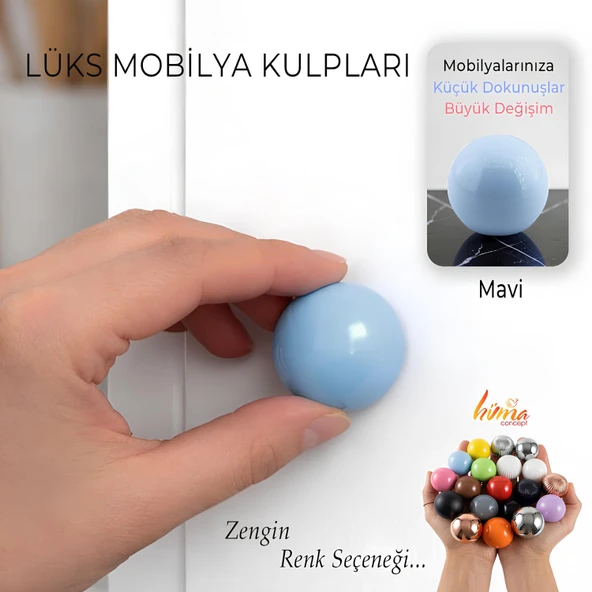Sert Plastik Düğme Yuvarlak Top Mavi Dolap Mobilya Mutfak Dolabı Çekmece Kulbu Kulpu Kulplar ürün görseli 1