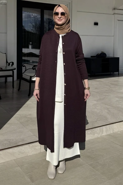 Manolya Acı Kahve Triko Hırka ürün görseli 1
