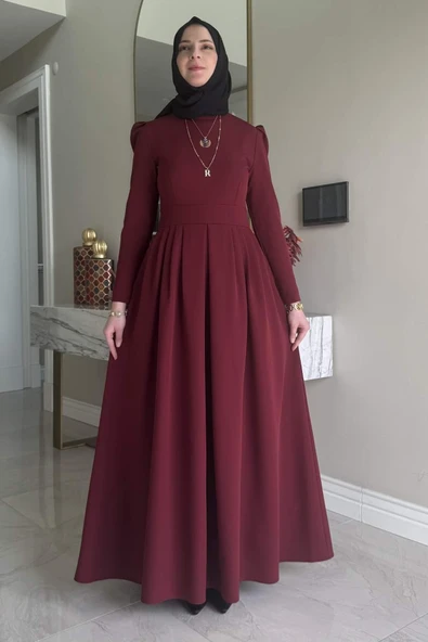 Rose Elbise Bordo - Resim 8