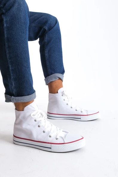 JY0423 AXE Bağcıklı Keten Kumaş Erkek Günlük Sneaker Ayakkabı KBT - Beyaz ürün görseli 1