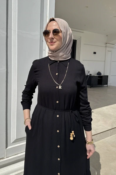 Süreyya Gömlek Elbise Siyah - Resim 6