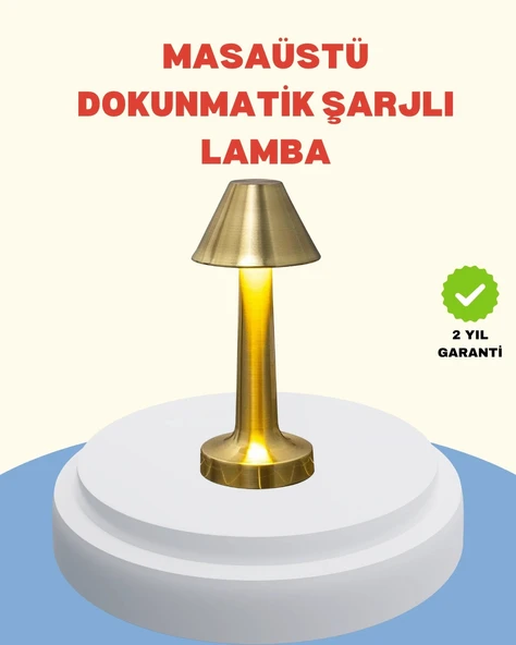 Şarjlı Masa Lambası 3 Işık Modu Kademesiz Karartma Metal Gövde ürün görseli 1