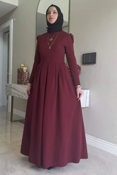 Rose Elbise Bordo - Resim 4