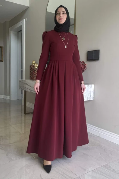 Rose Elbise Bordo - Resim 7