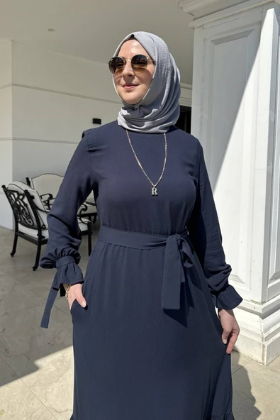 Irmak Elbise Lacivert - Resim 3
