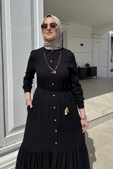 Süreyya Gömlek Elbise Siyah - Resim 3