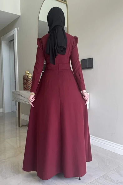 Rose Elbise Bordo - Resim 6
