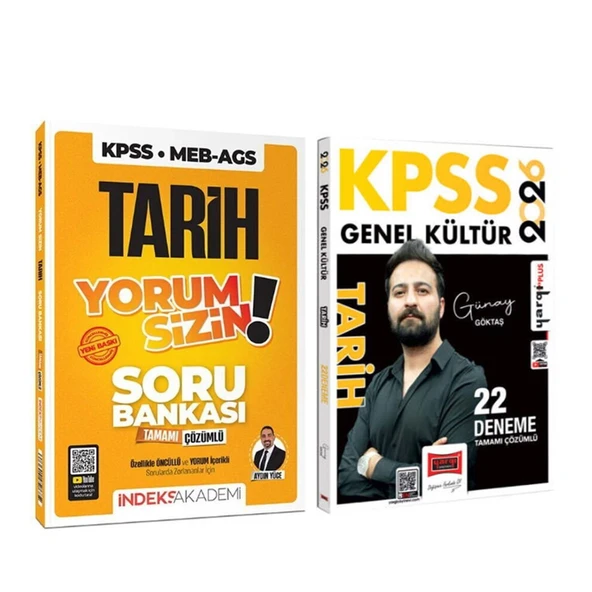 İndeks Akademi 2026 KPSS TYT AYT Tarih Yorum Sizin Soru Bankası ve Yargı Tarih 22 Deneme Seti 2 Kitap ürün görseli 1
