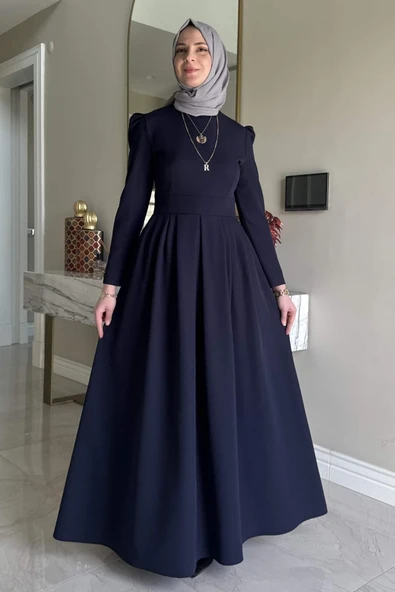 Rose Elbise Lacivert - Resim 6
