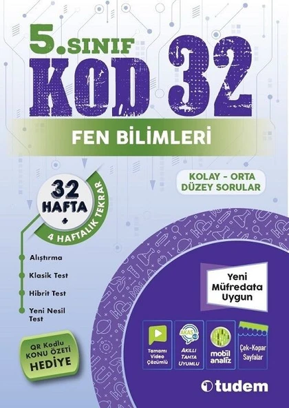 5. Sınıf Fen Bilimleri Kod 32 Tekrar Testleri Tudem Yayınları ürün görseli 1