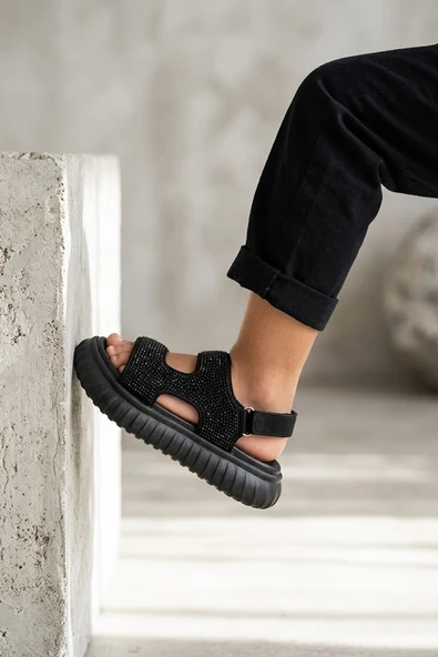 Marco Kids 152-08-26Y845 S-1 Siyah Taşlı Sandalet ürün görseli 1