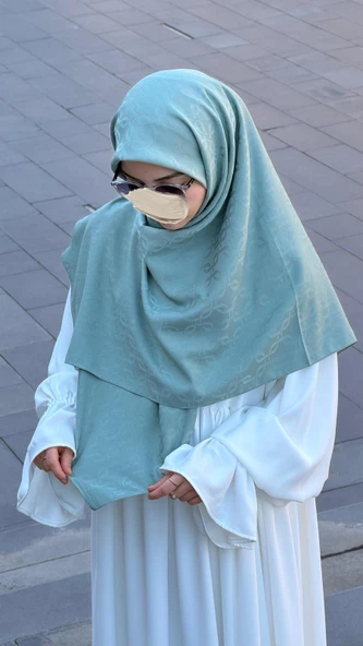 Premium Jakarlı Büyük Boy Eşarp -Mint - Resim 4