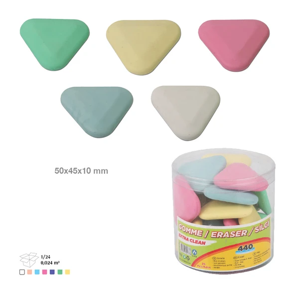 Ark Üçgen Silgi Pastel Renkler 10 Adet Karışık Renk ürün görseli 1