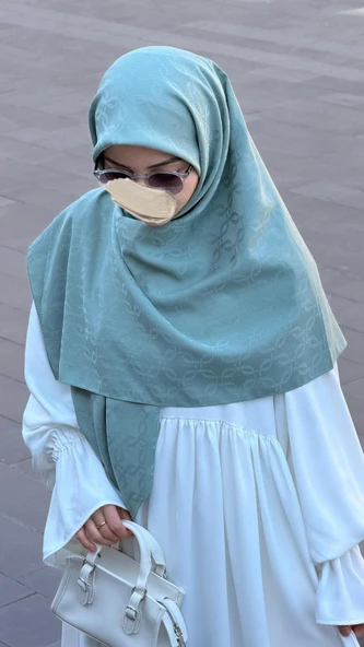 Premium Jakarlı Büyük Boy Eşarp -Mint - Resim 10