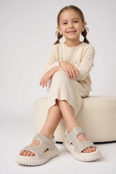 Marco Kids 152-08-26Y846 B-1 Bej Taşlı Sandalet ürün görseli 1