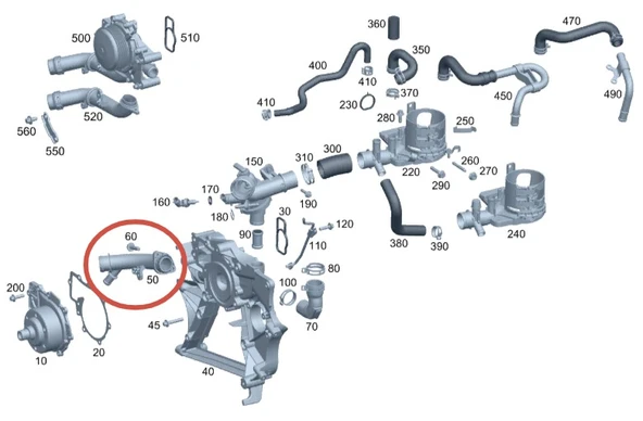 TERMOSTAT BORUSU SPRİNTER 315 DEVİRDAİM SU ÇIKIŞ ARA BORU - Resim 3