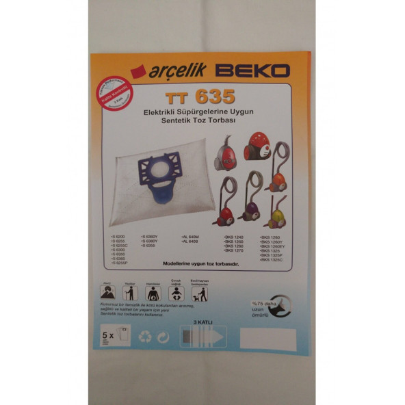 Arçelik 20 Adet Tt 635 Beko Elektrikli Süpürge Toz Torbası ürün görseli 1