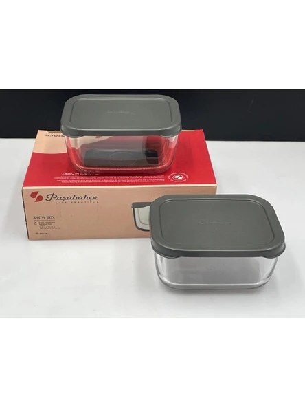 Paşabahçe  53733 Snow Box Gri Kapaklı Cam Saklama Kabı 2'li ürün görseli 1