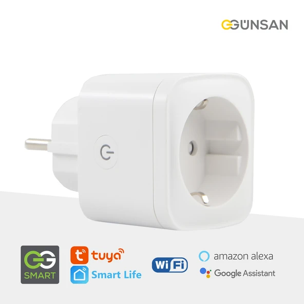 Günsan WiFi Akıllı Priz 16A | Enerji Takibi, Uzaktan Kontrol, Tuya Smart Life, Sesli Komut (Google Home & Alexa) ürün görseli 1