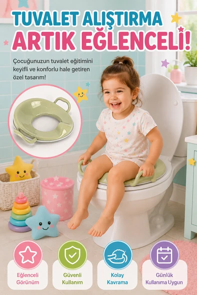 Eco Green Çocuk Tuvalet Alıştırma Adaptörü Tutma Kollu Ergonomik Klozet Aparatı Seti ürün görseli 1