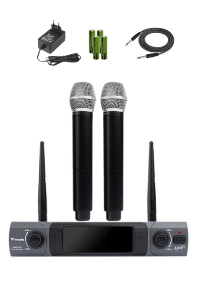 Westa WM-202H Çift El Mikrofonlu Telsiz Mikrofon Seti (Kablosuz) ürün görseli 1