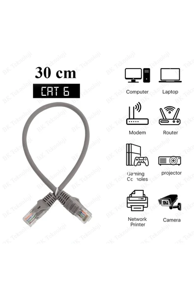 ERAT 30cm Kısa Cat6 Fabrikasyon Ethernet Lan Ağ Network Patch Kablo - Resim 2