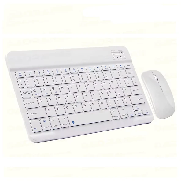 ScHitec Bluetooth Klavye + 2,4 Ghz+Bluetooth Mouse Seti Type-C Şarjlı Beyaz ürün görseli 1