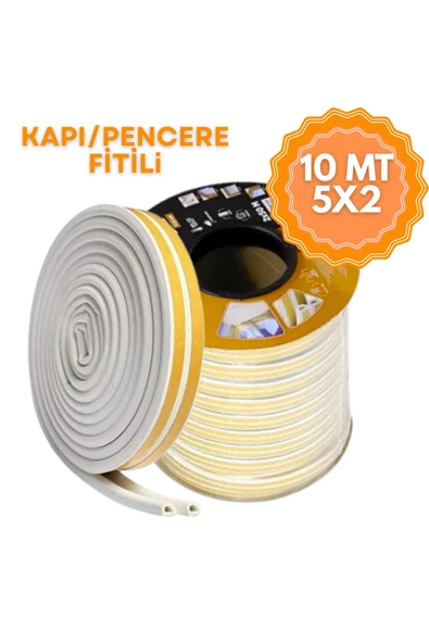 KOÇSAN Yapışkanlı Kapı, Pencere Fitili, Kapı & Pencere Bandı Contası, Beyaz 10 mt (5x2mt) ürün görseli 1