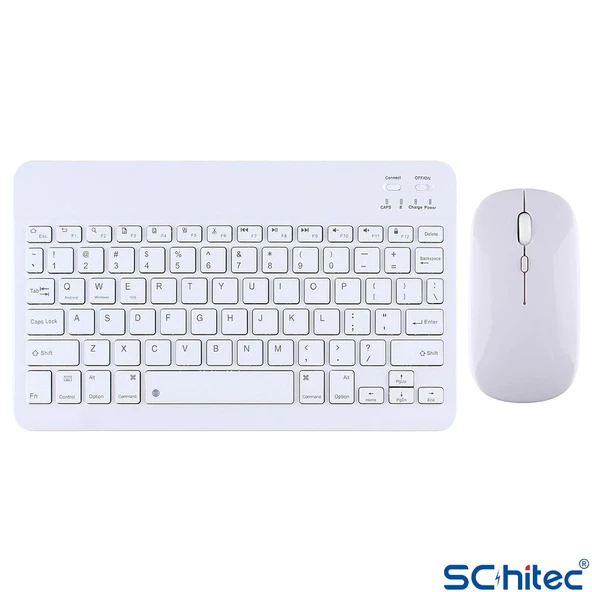 ScHitec Bluetooth Klavye + 2,4 Ghz+Bluetooth Mouse Seti Type-C Şarjlı Beyaz - Resim 2