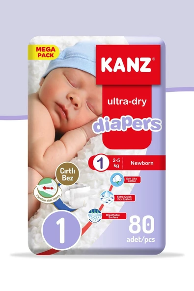 Unisex Bebek Bezi 1 Numara Yenidoğan 80 Adet ürün görseli 1