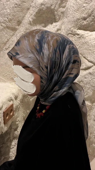 Pamuklu Soft Lara Desen Eşarp-Gri - Resim 7