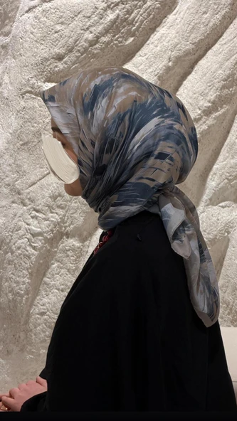 Pamuklu Soft Lara Desen Eşarp-Gri - Resim 2