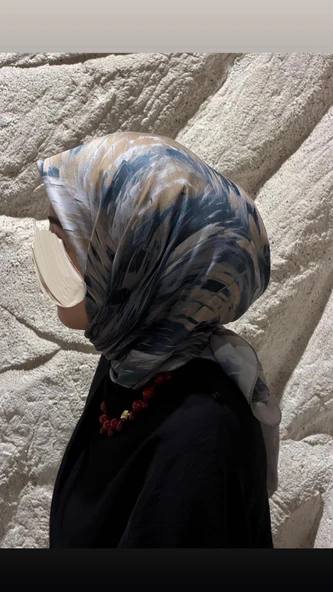 Pamuklu Soft Lara Desen Eşarp-Gri - Resim 9