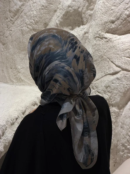 Pamuklu Soft Lara Desen Eşarp-Gri - Resim 3