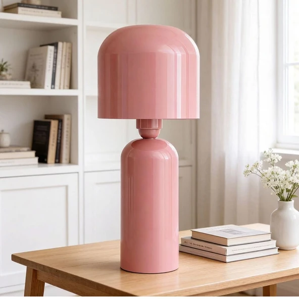 Penta Toz Pembe Gövde Toz Pembe Başlık Dekoratif Abajur ürün görseli 1