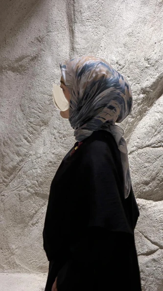 Pamuklu Soft Lara Desen Eşarp-Gri - Resim 12