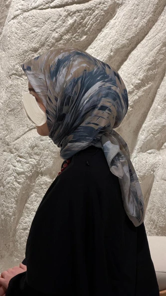 Pamuklu Soft Lara Desen Eşarp-Gri - Resim 8
